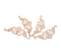 Cabilock 4 Pièces Appliques Bois Massif Sculpté Décoratives pour Meubles Portes Armoire Ornements Naturels DIY Facile à Installer