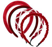 Cabilock 4 Pièces Bandeaux Larges pour Femmes Serre-têtes Rouges Nouvel An Bandeaux Coiffants Confortables pour Lavage Visage et Soin Quotidien