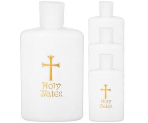 Cabilock 4 PièCes Bouteilles D'Eau BéNite Catholiques Rechargeables En Plastique Ps Pour DéCoration Mariage BaptêMe Et FêTes Religieuses, 11.90X6.40X3.20Cm