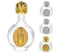 Cabilock 4 Pièces Bouteilles Eau Bénite Verre Gravé avec Bouchon Rose Alliage Flacons Portables pour Baptêmes Catholiques Prières et Cérémonies Religieuses