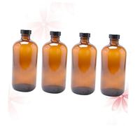 Cabilock 4 Pièces Bouteilles en verre ambré avec bouchon en bakélite flacons cylindriques rechargeables pour huiles essentielles et produits chimiques