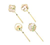 Cabilock 4 Pièces Broche Perles Chinoises Épingles de Vêtement Vintage Forme de Plante avec Pompons pour Femmes Accessoires Élégants pour Costumes Robes et Manteaux