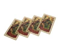 Cabilock 4 Pièces Carte Métallique du Dieu Richesse pour Portefeuille, | Art Traditionnel Chinois, Usage Maison et Voiture, Amulette, Métal Robuste, Carte Amulette