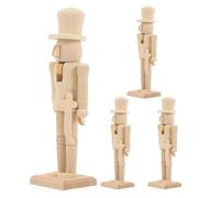 Cabilock 4 Pièces Casse-Noisette en Bois 18cm, Figurine Décorative Beige