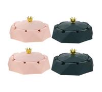 Cabilock 4 Pièces cendrier Couronne récipient à Cendre de cendrier Fumeur avec Couvercle rétro de Restaurant Homme Bac à fumée Acier Inoxydable