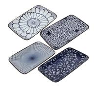 Cabilock 4 Pièces Ceramic Sushi Plates Set Rectangular Japanese Dinner Platters For Sushi Appetizers Desserts And Pasta Elegant Nonporous Porcelain Dishware For Home And Formal Dining