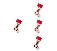 Cabilock 4 Pièces Chaussette de Noël Décorative Tricot avec Motif de Rudolph à Bonbons pour Arbre de Noël et Décoration de Fête pour Offrir des Surprises Aux Garçon Fille