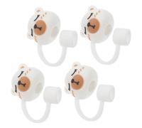 Cabilock 4 pièces Couvercles de Protection pour Pailles Étanches Anti-poussière avec Motif Ours Cartoon Accessoires Réutilisables pour Usage Quotidien et Extérieur