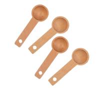 Cabilock 4 Pièces Cuillères pour Mesurer Lot de Cuillères à Café Ergonomiques Hêtre pour Café Moulu Thé Lait Poudre et Cuisine Quotidienne