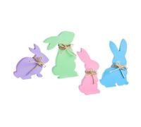 Cabilock 4 Pièces Décoration De Plateau De Pâques Cochon Animaux Lapin Gonflable Poêle Figurine Foins Jouets Peluche Fournitures De Pâques De Fête en Bois