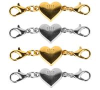 Cabilock 4 pièces Fermoirs Coeur Alliage pour Fabrication de Bijoux DIY Accessoires de Bijouterie avec Connecteurs et Mousquetons Finitions Or et Argent Fermoirs Collier et