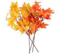 Cabilock 4 Pièces Feuille d'érable simulée en Plein air Usine vignes Automne Feuillage Artificiel LED tiges de Feuille d'érable de Simulation Artificielle Plastique