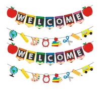 Cabilock 4 Pièces Lot de 4 Bannières de Bienvenue Premier Jour d'École, Décorations de Rentrée Scolaire en Papier, Couleurs Vives, 2 Modèles « Bienvenue » et « Retour à L'École », pour
