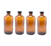 Cabilock 4 Pièces Lot de Bouteilles Verre Ambré avec Bouchon Bakélite Flacons Cylindriques Rechargeables pour Huiles Essentielles Cosmétiques et Stockage Sécurisé