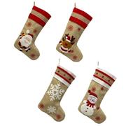 Cabilock 4 Pièces Lot de Chaussettes de Noël Suspendues Adorables Motifs Bonhomme de Renne Père Noël et Flocon Grandes Décorations Festives pour et
