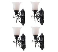 Cabilock 4 pièces Miniature Wall Lamp Model Micro Landscape Decoration for Doll House and Table with Light Detailed Craftsmanship