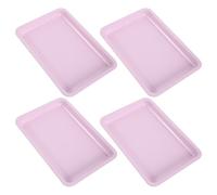 Cabilock 4 Pièces Organisateur de Rangement en Acier Inoxydable Rose pour Outils de Nail Art Plateau Rectangulaire Empilable Nettoyage Facile pour Table de Beauté