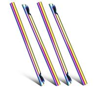 Cabilock 4 Pièces Pailles Inox Réutilisables Mélangeur Coloré pour Thé Aux Bulles Smoothies Cocktail Adaptées pour Famille Pique- Bureau