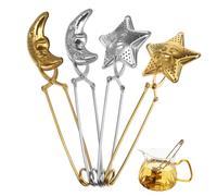 Cabilock 4 Pièces Passoire à Thé Inox et Lune Infuseur Boule avec Manche Long pour Thé Vrac Lot de Design Unique Robuste et Multi Usage