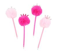Cabilock 4 Pièces Stylo à Bille Décoratif à Pompon avec Couronne Stylo Fourrure Mignon pour Sacs de Fête Cadeau Ludique pour Filles Garçon Fille et Femmes