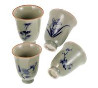 Cabilock 4 Pièces Tasses à Thé Chinoises Céramique Peintes Main de Tasses Floral Quatre Nobles pour Dégustation de Thé Maison et