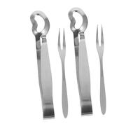 Cabilock 4 pièces Ustensiles Acier Inoxydable Pince et Fourchette Escargot Pinces Petites pour Apéritif et Fruits de Mer Outils Multifonctions de Cuisine pour Service Escargots