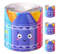 Cabilock 4 Rouleaux de Bordures Adhésives à Motifs Crayons Colorés pour Tableau D’Affichage Décorations Autocollantes Festonnées pour École Maternelle Bureau et Maison Bandes Décoratives