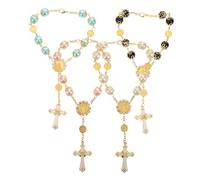 Cabilock 4pièces Bracelet Chapelet Croix Perle Bijoux Religieux Rosaire Chapelet Prière Homme Femme