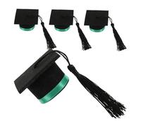 Cabilock 4pièces Mini Casquette De Remise De Diplôme Feutre pour Bouteille De Vin avec Pompon Décoratif Lot