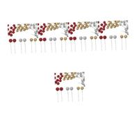 Cabilock 5 Ensembles Mousse Paillettes Rose Fruit Décoration De Lampe Extérieure Décor d'arbre De Noël Peluche Christmas Tree Xmas Tree Faux Décor De Baies Décoration De Noël 150 Pièces * 5