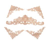 Cabilock 5 pièces Appliques Bois Sculpté Décoratives pour Meubles Portes et Armoires Bois à Peindre Accessoires Décoration Intérieure pour Salle à Manger et Salon