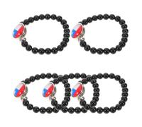 Cabilock 5 Pièces Bracelet Chic Drapeau Chilien en Verre Noir, Style Perles | Résiste à Décoloration, Porté Confortable et Léger, pour Fêtes Nationales et Réunions de Groupe