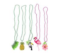 Cabilock 5 Pièces Collier Hawaïen avec Pendentifs Tropicaux Colorés Accessoires de Décoration pour Fête Plage à Eau Style Estival Adaptable