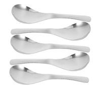 Cabilock 5 Pièces Cuillère en Acier Inoxydable Cuillère à Thé Souup Dumpling Spoon Cuillères à Soupe Chinoises Cuillères De Table Cuillères à Soupe en Métal Cuillère à Poignée Longue Silver