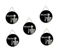 Cabilock 5 Pièces Référencement Décor De Pendentif De Festival Halloween Autocollants De Fenêtre d'halloween Signe De Porte Squelette Panneaux De Porte d'halloween Cintre Autocollants Bois