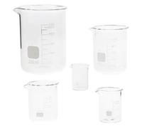 Cabilock 5 Pièces Set de Béchers Verre Scientifique Capacité à Béchers Gradués Bas pour Laboratoire Chimie Salle de t Usage Domestique Verre Résistant Chaleur avec Graduation