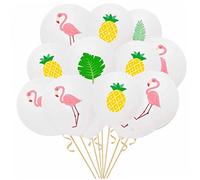 Cabilock 50 Pièces Ballons Latex Hawaïens Imprimés Flamant pour Décorations de Fête Été Fournitures de Décoration de Fête Sans Ruban par Set