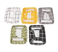 Cabilock 5pièces Paniers De Rangement Tissu Rectangulaires Coton Et Lin Pour Jouets Linge Et Divers Motifs à Carreaux Noir Blanc Gris Jaune Vert