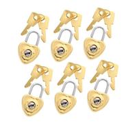 Cabilock 6 Ensembles Mini Cadenas Forme Cœur Petit Décoratif pour Journal Intime et Bagages Lot de Cadenas Clé Identique Robuste et Polyvalent pour Sacs Coffrets et Carnets