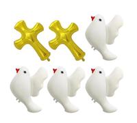 Cabilock 6 Pièces Ballon en Aluminium Surface Réfléchissante Lisse, Design Sécurisé Croix et Colombe Affichage Longue Durée pour Baptême Bébé pour Garçon et Filles pour Événements