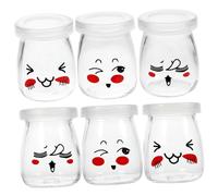 Cabilock 6 pièces Bouteilles Verre Grandes Ouvertures pour Stockage Alimentaire Bocaux Yaourt Pudding Confiture Style Corde