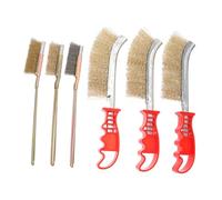 Cabilock 6 pièces Brosse Métallique Acier pour Nettoyage Anti-rouille Brossage de Joints et Surfaces Outil de Nettoyage Domestique et Automobile avec Manche Plastique Ergonomique