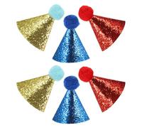 Cabilock 6 Pièces Chapeau d'anniversaire pour Chien et Chat, Cône Léger | Lot Festif Multicolore, Pompon et Sequins, pour Chiots et Chatons, Décoration Sûre