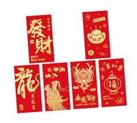 Cabilock 6 Pièces Enveloppes Rouges Du Nouvel An Chinois Lot de Pochettes Traditionnelles Dragon à Effet Doré pour Festival de Printemps et Cadeaux Festifs