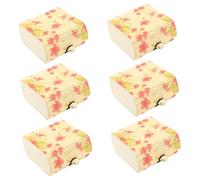 Cabilock 6 Pièces Lot de Coffres à Trésors Miniatures Bambou Vintage Boîtes de Rangement pour Bijoux et Petits Objets Accessoires Organisateur Compact pour Table de Toilette