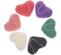 Cabilock 6 pièces Lot de Éponges Visage Forme de Cœur Lavables et Exfoliantes Nettoyage Doux pour Différents Types de Peau Élimination des Impuretés et Pores Obstrués Sensation Apaisante