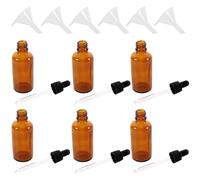 Cabilock 6 pièces Lot de Flacons Verre Ambré avec Pipettes et Entonnoirs pour Huiles Essentielles Femmes Bouteilles Vides Compactes pour Parfums et Voyages