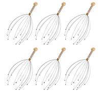 Cabilock 6 Pièces Masseur de Cuir Chevelu en Acier, Octopus Portable | Bois et Acier, Pointes Lisses, Design à Déclencheur, pour Pieds et Nuque Couleur Aléatoire