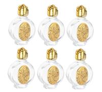 Cabilock 6 Pièces Mini Holy Water Bottles with Rose Lid Portable Leakproof Glass Jars for Baptism Church Decoration and Religious Use