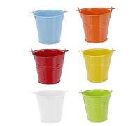 Cabilock 6 Pièces Mini Seau Seau en Fer en Étain Galvanisé Galvanisé Coloré Vase à Fleurs Séchées Pot De Fleur en Fer Blanc Appliques Le Jouet Casier à Casseroles